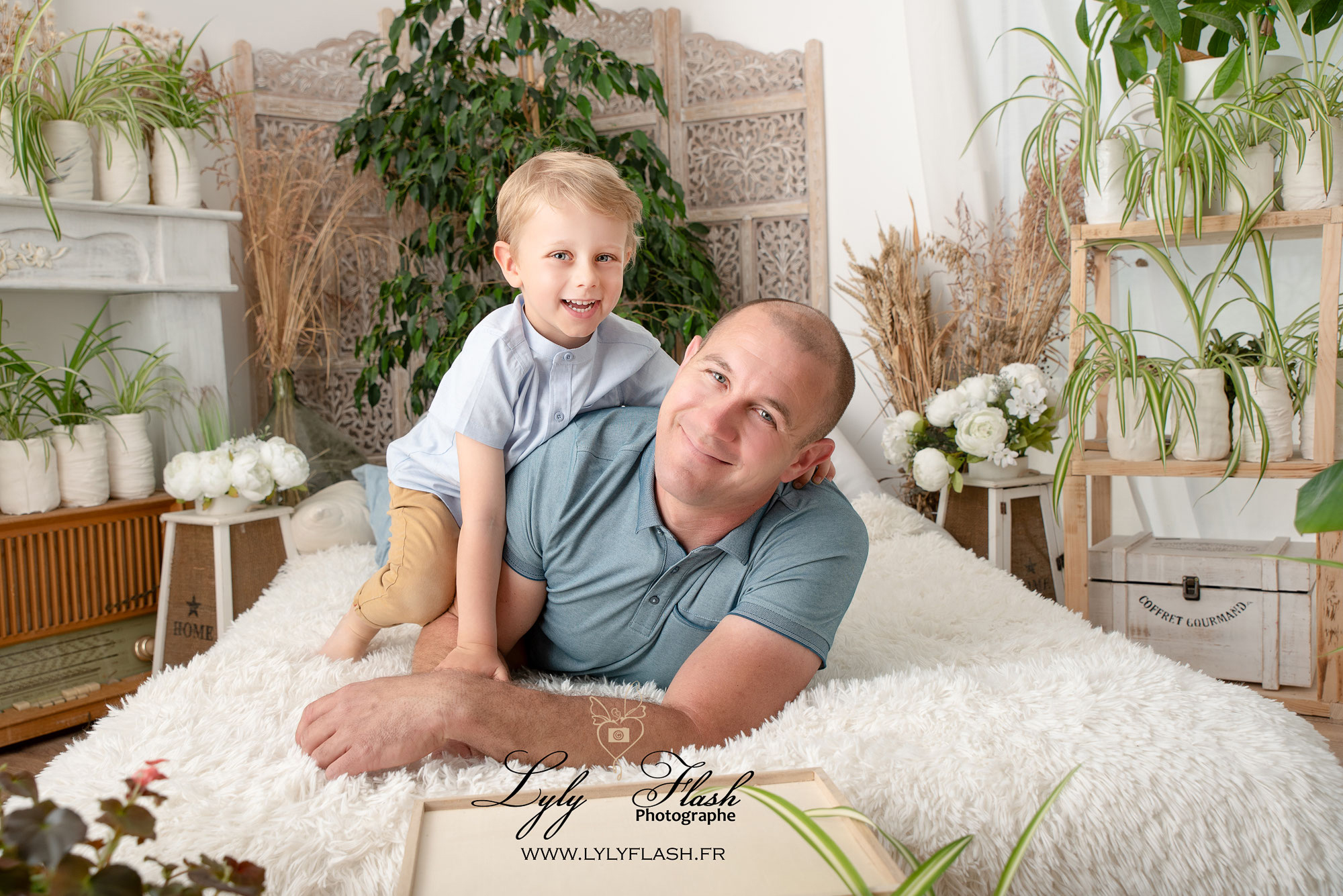 photo père et fils en studio